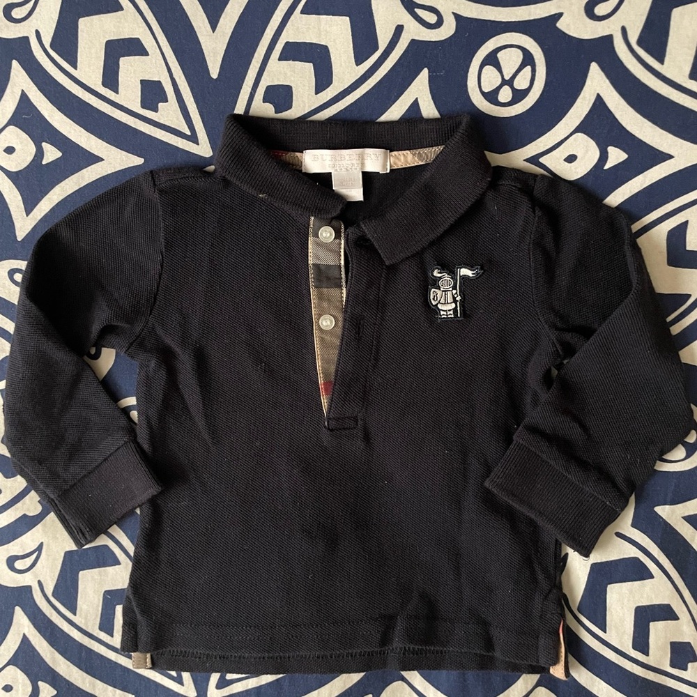 Burberry navy Pique polo knight embroidery 9 m
